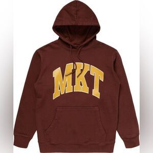 Market Brown  MKT Logo Acorn Arc Graphic Hoodie Size Medium